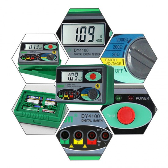 DY4100 Resistance Tester Digital Earth Tester Ground Resistance Instrument Megohmmeter 0-2000 Ohm Higher Accuracy Meter