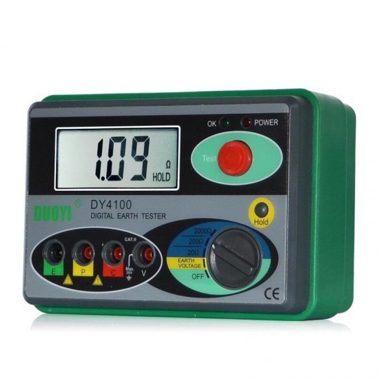 DY4100 Resistance Tester Digital Earth Tester Ground Resistance Instrument Megohmmeter 0-2000 Ohm Higher Accuracy Meter