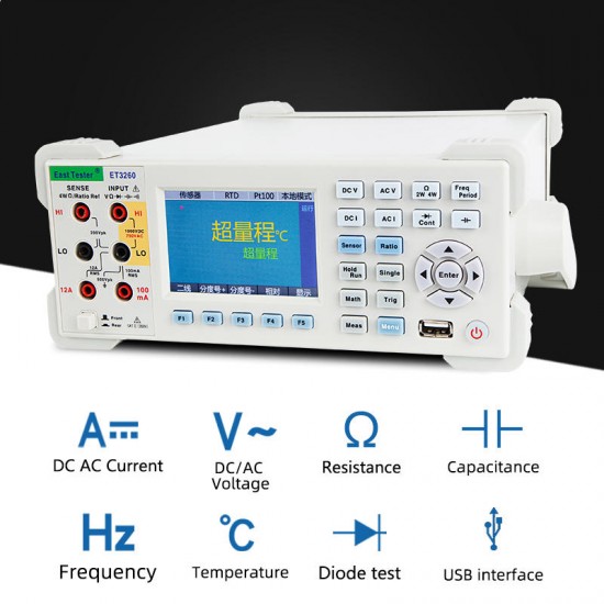 ET3260 6 1/2 Bit High Percision 3.5in Screen LCD Color Digital Desktop Multimeter Capacitance Resistance Frequency Measuring Instrument DCV ACV DCI ACI ET3260 6 1/2 Bit High Percision 3.5in Screen LCD Color Digital Desktop Multimeter Capacitance Resistance Frequency Measuring Instrument DCV ACV DCI ACI