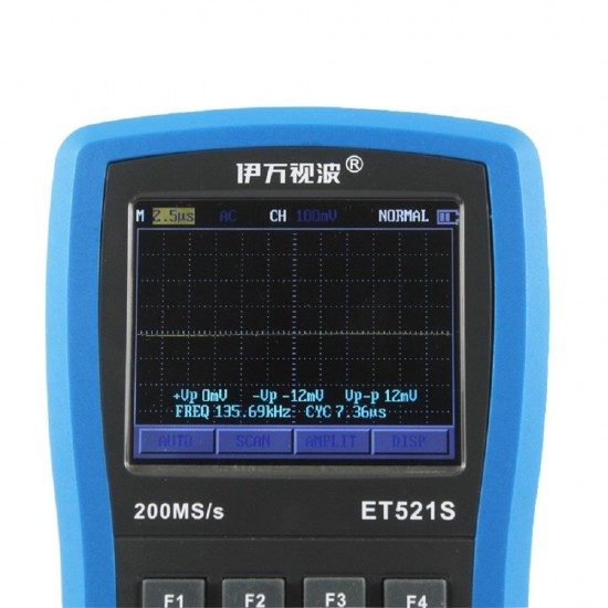 ET521S Handheld 50M 10Hz-156 kHz Oscilloscope Scopemeter Function Signal Generator LCD Display Tester Built-in Rechargeable Battery 40 Sets Waveform Mass Storage
