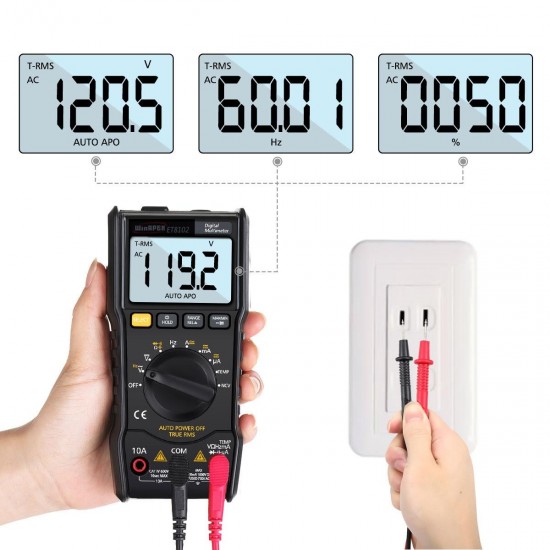 ET8102 Digital Multimeter TRMS 6000 Counts Tester Non Contact AC/DC/OHM Detector