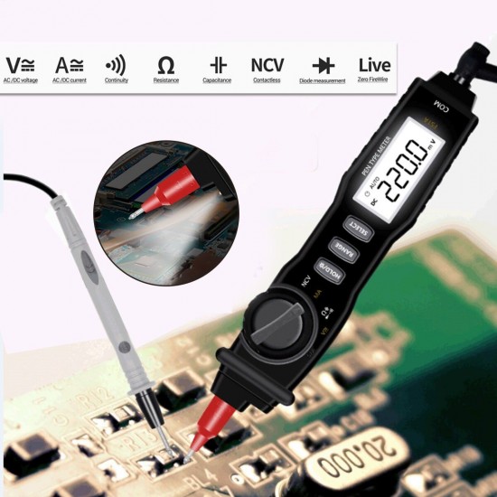 FS1A Digital Multimeter Pen Type Professional DC Voltage Meter Handheld Resistance Diode Tester