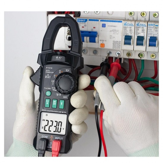FY219 Double Display AC/DC True RMS Digital Clamp Meter Portable Multimeter Voltage Current Meter Inrush Current V.F.C Frequency Conversion Low Impedance Voltage Measurement FY219 Double Display AC/DC True RMS Digital Clamp Meter Portable Multimeter Voltage Current Meter Inrush Current V.F.C Frequency Conversion Low Impedance Voltage Measurement