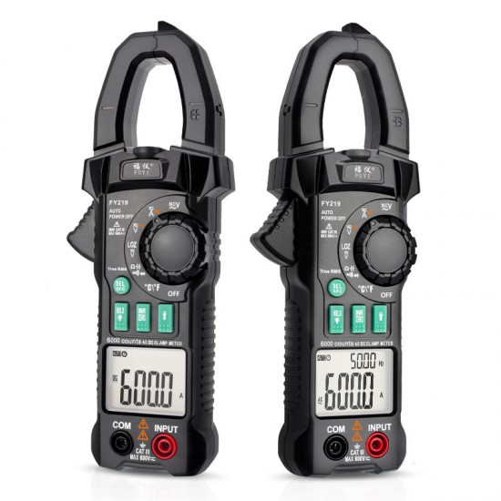 FY219 Double Display AC/DC True RMS Digital Clamp Meter Portable Multimeter Voltage Current Meter Inrush Current V.F.C Frequency Conversion Low Impedance Voltage Measurement FY219 Double Display AC/DC True RMS Digital Clamp Meter Portable Multimeter Voltage Current Meter Inrush Current V.F.C Frequency Conversion Low Impedance Voltage Measurement