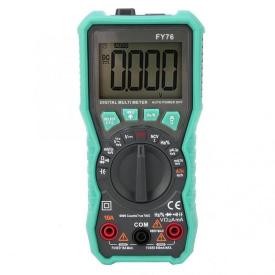 FY76 Digital Multimeter LCD Display Multimeter Automatic Range 0~600V AC DC True RMS Tester with LCD Display