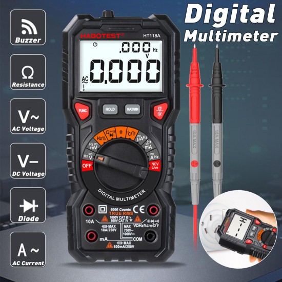 NCV Handheld Digital Multimeter LCD Backlight Portable AC/DC Ammeter Voltmeter Ohm Voltage Tester Meter Multimeters