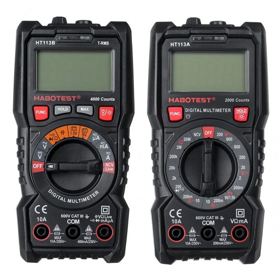 HT113A/B Digital LCD Multimeter 2000/4000 Counts AC DC Voltmeter Amperemeter HT113A/B Digital LCD Multimeter 2000/4000 Counts AC DC Voltmeter Amperemeter