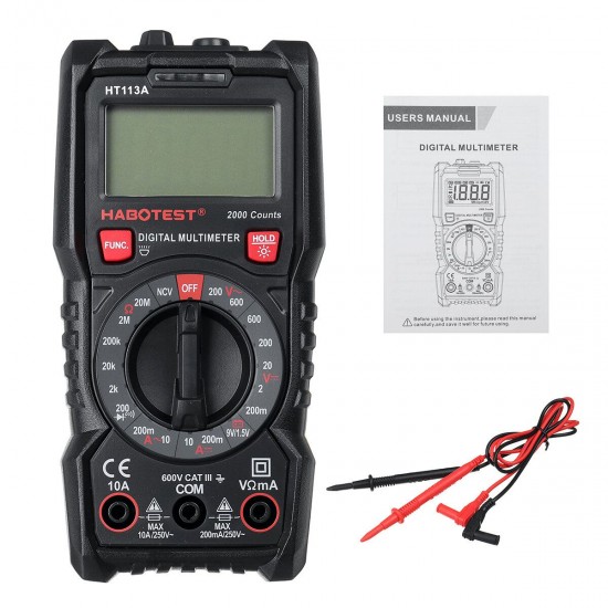 HT113A/B Digital LCD Multimeter 2000/4000 Counts AC DC Voltmeter Amperemeter HT113A/B Digital LCD Multimeter 2000/4000 Counts AC DC Voltmeter Amperemeter