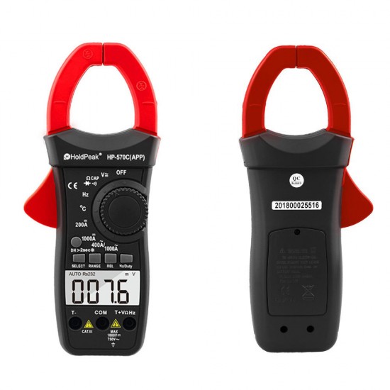 Digital Clamp Multimeter HP-570C-APP 1000A AC/DC Current Voltage Temperature Meter Link to Phone APP to Recored Data Digital Clamp Multimeter HP-570C-APP 1000A AC/DC Current Voltage Temperature Meter Link to Phone APP to Recored Data