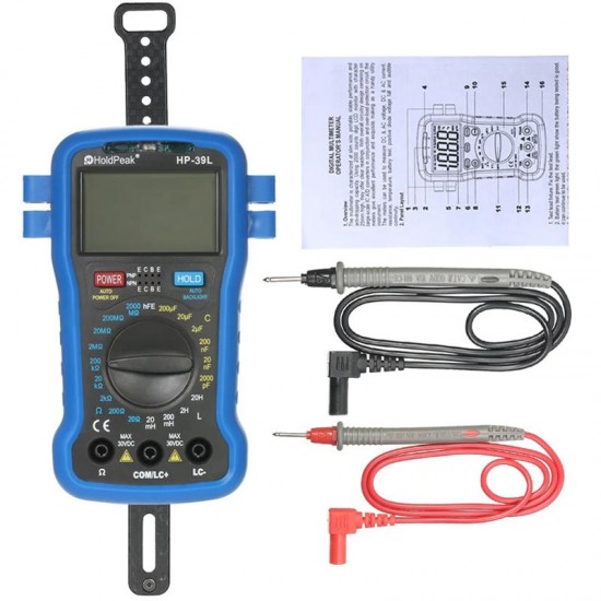 HP-39L Backlight LCD Digital LCR Meter Resistance Capacitance Inductance Tester Transistor hFE Tester with Wrist Strap HP-39L Backlight LCD Digital LCR Meter Resistance Capacitance Inductance Tester Transistor hFE Tester with Wrist Strap