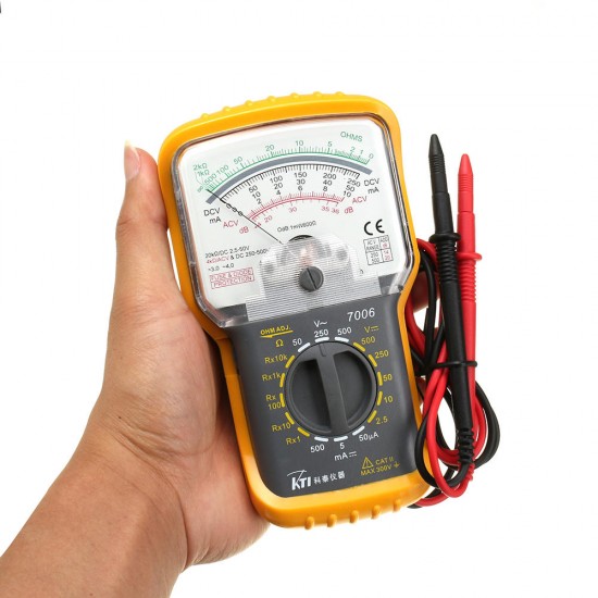 KT7006 Analog Multimeter Built-in Test Leads Large Display AC/DC Voltage DC Current Measurement Input Impedance