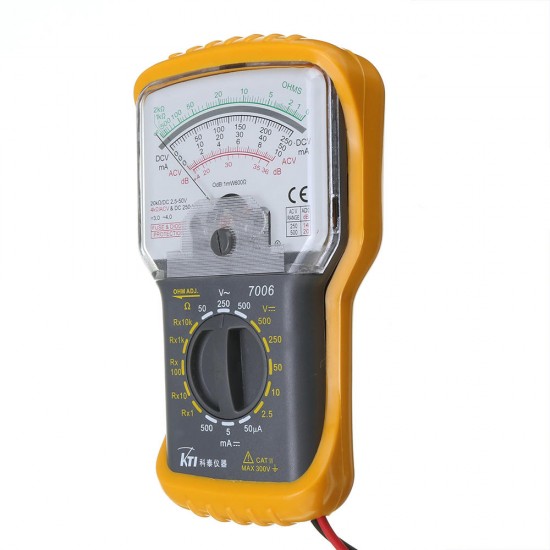 KT7006 Analog Multimeter Built-in Test Leads Large Display AC/DC Voltage DC Current Measurement Input Impedance