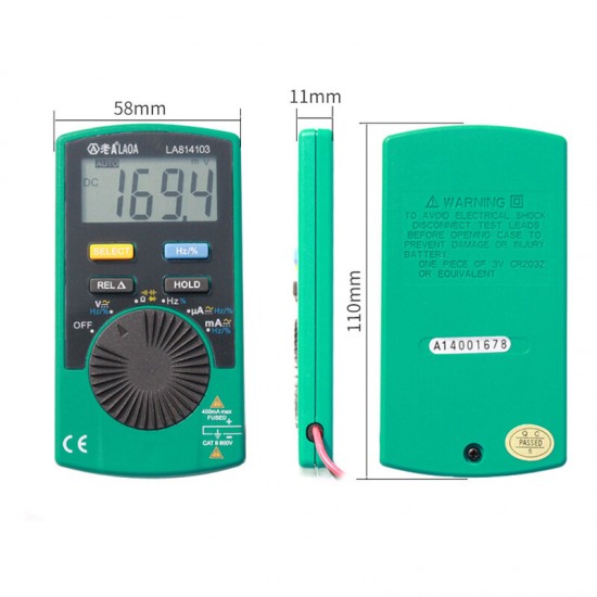 LA814103 Mini Digital Multimeter Pocket Digital Multimetro Automatic Range Multitool Electronic LA814103 Mini Digital Multimeter Pocket Digital Multimetro Automatic Range Multitool Electronic