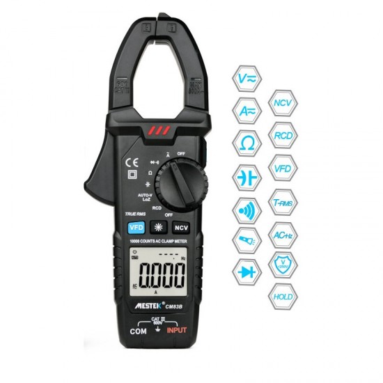 CM83B Digital Clamp Meter 600A AC Current AC/DC Voltage Ohm True RMS Auto Range VFD Capacitance NCV Tester Ammeter Multimeter