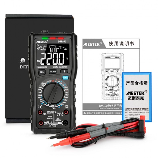 DM100 10000 Counts Digital Multimeter High Speed Smart Double Core T-rms NCV Temperature multimetro Anti-burn Fuse Alarm multimeters