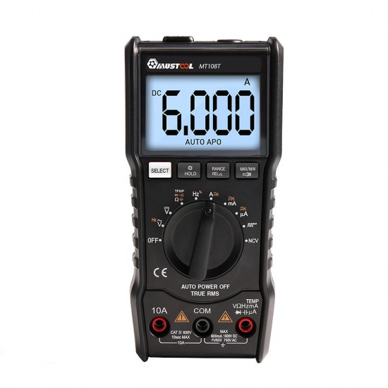 MT108T Square Wave Output True RMS NCV Temperature Tester Digital Multimeter 6000 Counts Backlight AC DC Current/Voltage Resistance Frequency Capacitance MT108T Square Wave Output True RMS NCV Temperature Tester Digital Multimeter 6000 Counts Backlight AC DC Current/Voltage Resistance Frequency Capacitance