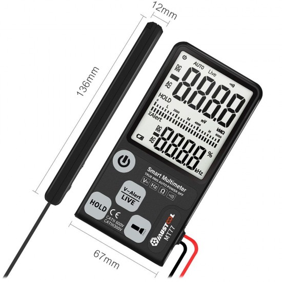 MT77 Large Screen Smart Digital Multimeter Voltage Tester 3-Line Display Fully Auto-Range True RMS 6000 Counts DMM with Analog Bargraph