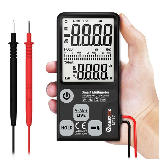 MT77 Large Screen Smart Digital Multimeter Voltage Tester 3-Line Display Fully Auto-Range True RMS 6000 Counts DMM with Analog Bargraph
