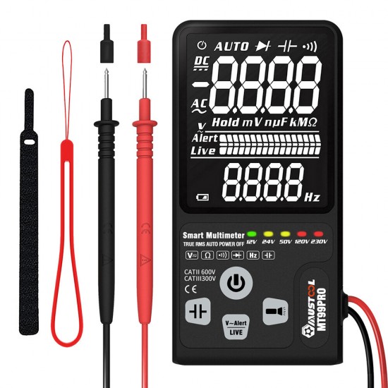 MT99PRO Dual Mode Voltage Detection Intelligent True RMS Multimeter Voltage Detect Indicator Fully Auto-Range with Ultra-large EBTN LCD Screen