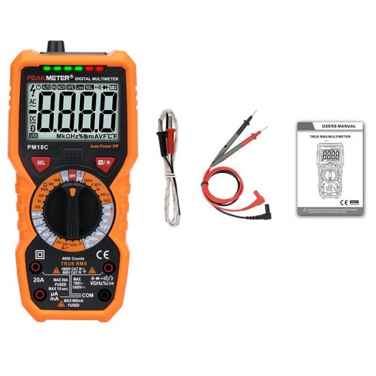 Digital Multimeter PM18C with True RMS AC/DC Voltage Resistance Capacitance Frequency Temperature NCV Tester Digital Multimeter PM18C with True RMS AC/DC Voltage Resistance Capacitance Frequency Temperature NCV Tester