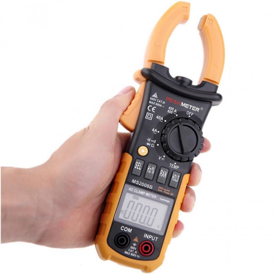 MS2008B Digital 4000 Counts Auto Range Data Hold AC Clamp Meter Multimeter with Backlight and Diode Continuity Test