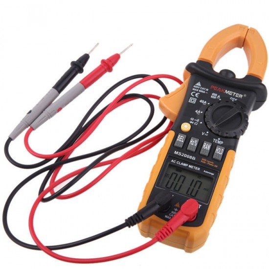MS2008B Digital 4000 Counts Auto Range Data Hold AC Clamp Meter Multimeter with Backlight and Diode Continuity Test