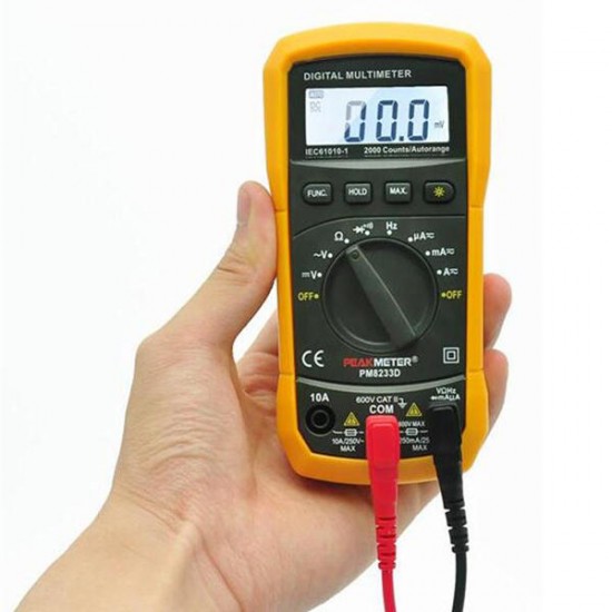 MS8233D 2000 Count Auto Range Mini Digital Multimeter AC DC Voltage Current Resistance Frequency Tester