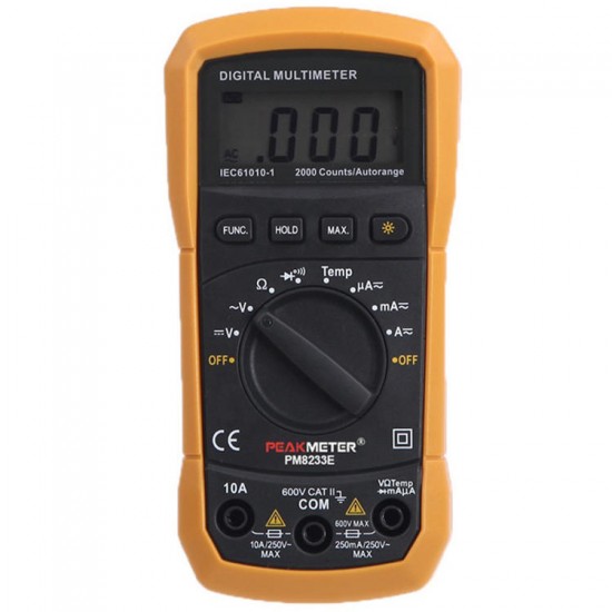 MS8233E LCD Digital Auto Range Multimeter AC DC Ammeter Voltage Diode Continuity Tester