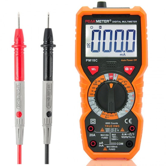 PM18C Digital Multimeter Voltage Current Resistance Capacitance Frequency Temperature Tester °°hFE NCV Live Line Tester