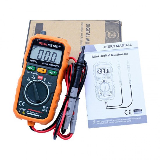 PM8232 Non-Contact Mini Digital Multimeter DC AC Voltage Current Tester Data Hold Ammeter Portable Voltage Meter