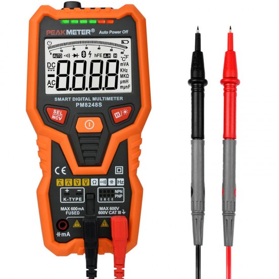 PM8248S Auto Range Digital NCV Multimeter Voltmeter Ammeter Frequency Resistance Capacitance Temperature Tester