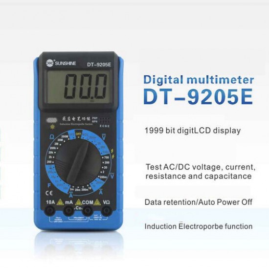 Digital Multimeter LCD Display Auto Power Off Ranging AC/DC Voltage Current Induction Elextroprobe Data Retention