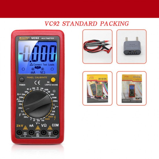 SZBJ VC92 Digital Large Screen Multimeter To Measure Interphase Voltage 2000V AC and DC Voltage To Measure 2KV High Voltage SZBJ VC92 Digital Large Screen Multimeter To Measure Interphase Voltage 2000V AC and DC Voltage To Measure 2KV High Voltage