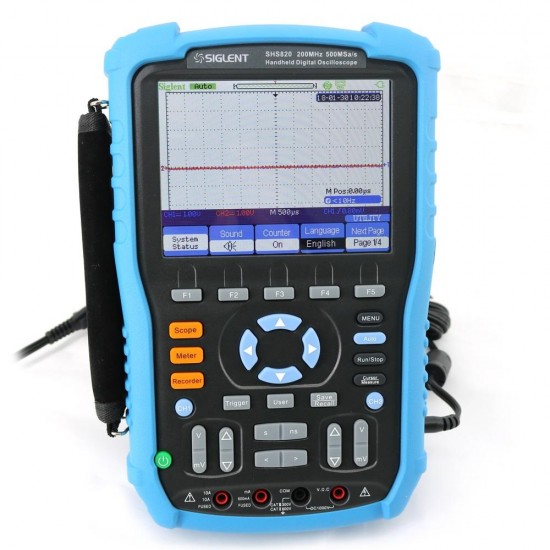 SHS820 Handheld Digital Oscilloscope 2 Channel 200MHz 500MS/s 32k Oscilloscope Multimeter