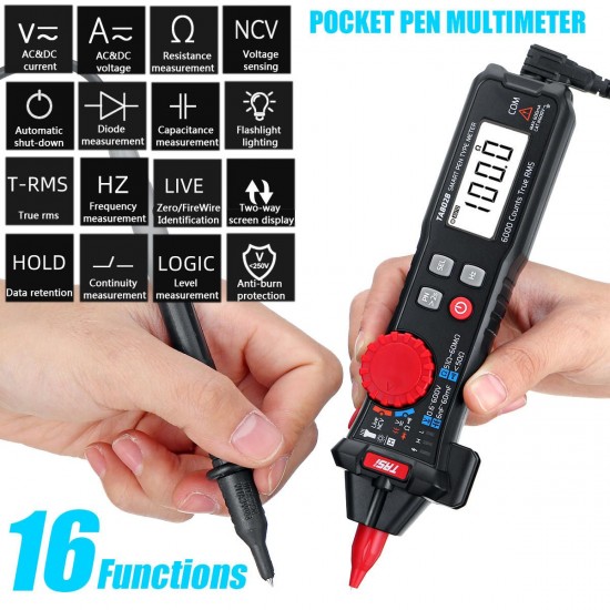 TA802 True RMS 6000 Counts Digital Display Portable Pocket Pen Multimeter High Precision Smart Multimeter