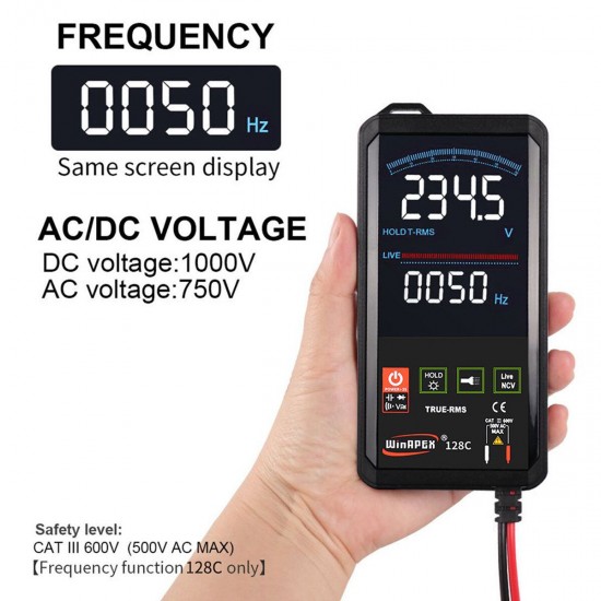 Touch LCD Digital Multimeter RMS Auto Tester Transistor AC DC Voltmeter Ohmmeter