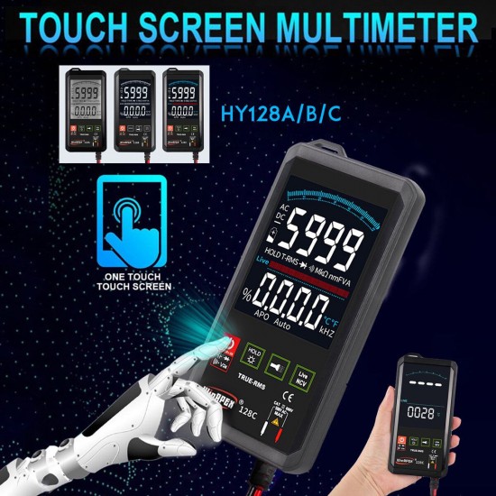 Touch LCD Digital Multimeter RMS Auto Tester Transistor AC DC Voltmeter Ohmmeter