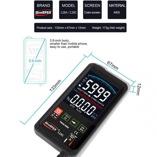 Touch LCD Digital Multimeter RMS Auto Tester Transistor AC DC Voltmeter Ohmmeter Touch LCD Digital Multimeter RMS Auto Tester Transistor AC DC Voltmeter Ohmmeter