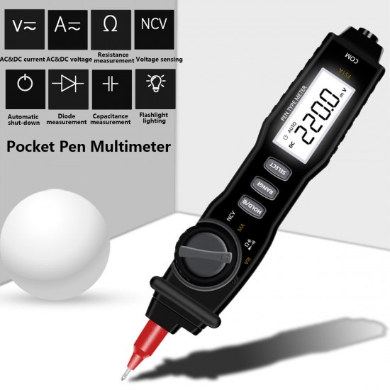 True RMS 6000 Counts Digital Display Portable Pocket Pen Multimeter Multifunctional Digital Display Voltage and Current Meter