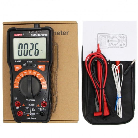 UA19B Automatic Range MCU Processor LED Multimeter Temperature Measureme NCV Flashlight Lighting