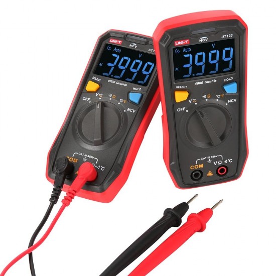 UT123 3999 Counts Residential Multimeter HD ENTB Color Screen AC/DC Current and Voltage Test Resistance+Continuty+NVC+C/F Test Full Featured Protection Intelligent Battery Detection Function UT123 3999 Counts Residential Multimeter HD ENTB Color Screen AC/DC Current and Voltage Test Resistance+Continuty+NVC+C/F Test Full Featured Protection Intelligent Battery Detection Function