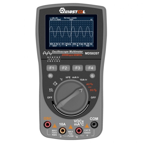 Upgraded MDS8207 Intelligent 2 in 1Digital 40MHz 200Msps/S Oscilloscope 6000Counts True RMS Multimeter