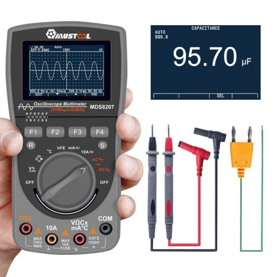 Upgraded MDS8207 Intelligent 2 in 1Digital 40MHz 200Msps/S Oscilloscope 6000Counts True RMS Multimeter