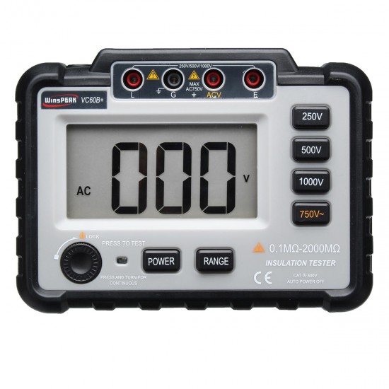 VC60B+ Digital Insulation Resistance Tester Megger MegOhm Meter 250/500/1000V DC VC60B+ Digital Insulation Resistance Tester Megger MegOhm Meter 250/500/1000V DC