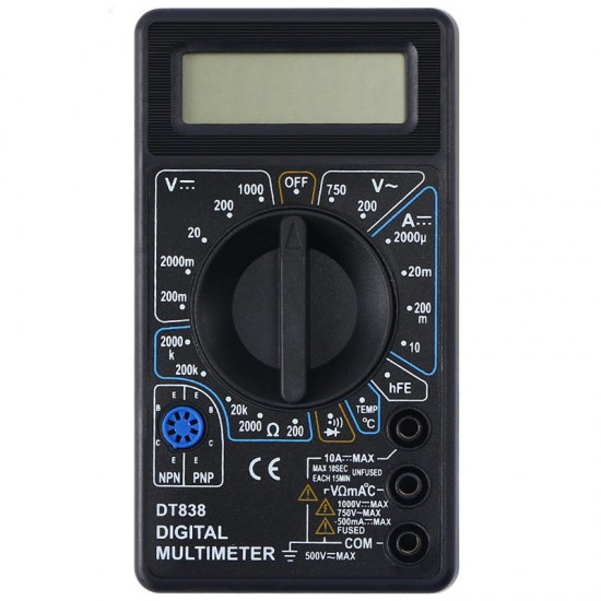 DT838 LCD Digital Multimeter AC DC Voltage Current Diode Resistance Temperature Tester DT838 LCD Digital Multimeter AC DC Voltage Current Diode Resistance Temperature Tester
