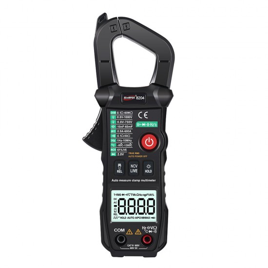 8204 Intelligent Automatic True RMS Clamp Meter DC Current Measurement with Temperature Measurement AC/DC Multimeter 8204 Intelligent Automatic True RMS Clamp Meter DC Current Measurement with Temperature Measurement AC/DC Multimeter
