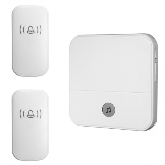 300M Waterproof LED Wireless Doorbell 52 Songs Chime Door Bell SOS EU/US/UK Plug 2Pcs Receiver + 1Pce Doorbell