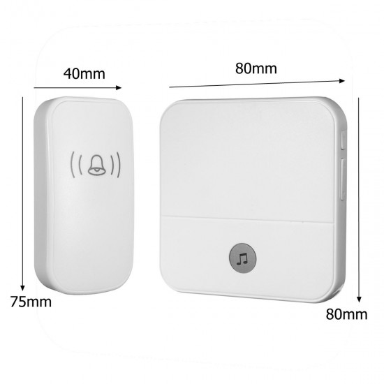 300M Waterproof LED Wireless Doorbell 52 Songs Chime Door Bell SOS EU/US/UK Plug 2Pcs Receiver + 1Pce Doorbell