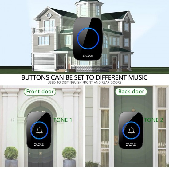 A10 A10 Wireless Doorbell Waterproof 100-240V 300M Range Music Door Bell Home 60 Chimes Door Ring 2 Receiver 1 Transmitter A10 A10 Wireless Doorbell Waterproof 100-240V 300M Range Music Door Bell Home 60 Chimes Door Ring 2 Receiver 1 Transmitter
