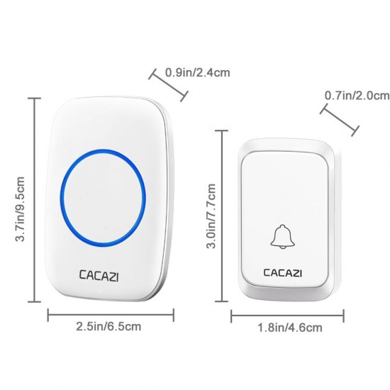 A60 Waterproof Wireless Music Doorbell LED Light Battery 300M Remote Home Cordless Call Bell58 Chime 2 Button 1 Receiver